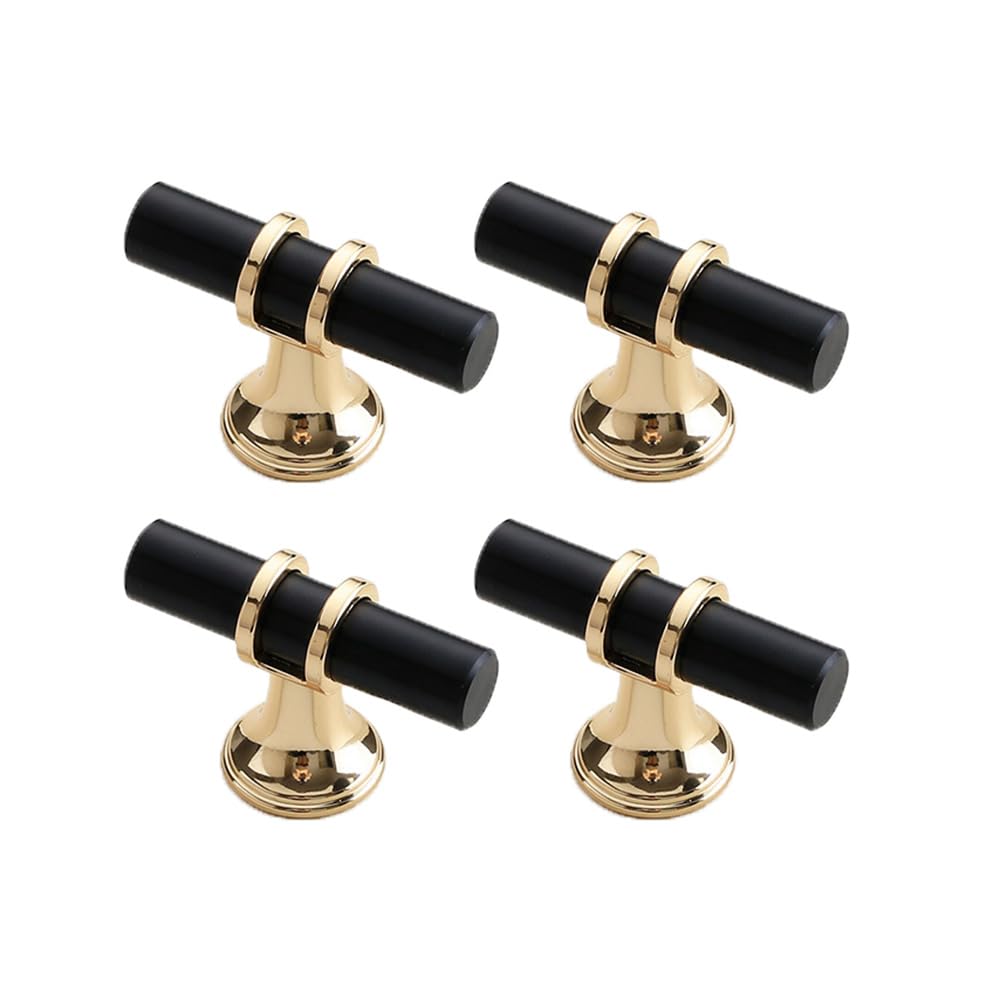 Pidynx 4 Pack Gold Cabinet Knobs 1.97" T Bar Drawer Knobs Zinc Alloy Single Hole Pulls for Dresser 50mm Cupboard Handles for Kitchen Wardrobe Cabinet Hardware (4, Black Gold) โ image 1