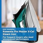 Rowenta Pro Master Stainless Steel Soleplate Steam Iron for Clothes, 210 g/min, 400 Microsteam Holes, Cotton, Wool, Poly, Silk, Linen, Nylon 1775 Watts Ironing, Garment Steamer, Powerful Steam DW8360 - Image 2