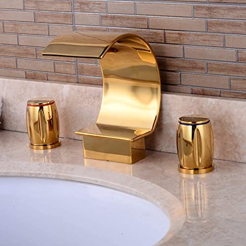 Robinet cascade de baignoire finition dorée chic pour salle de bain