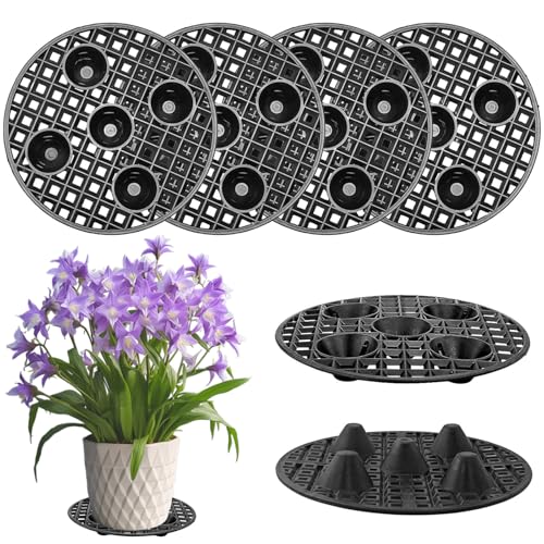 QYRDBGY 6 Stück Topfpflanzenständer, Drainagegitter 30cm Gittermatte Rund Blumentopf Untersetzer aus Kunststoff Blumentopfe Mesh Pads für Innenbereich Bonsai Außenbereich Schale Garten
