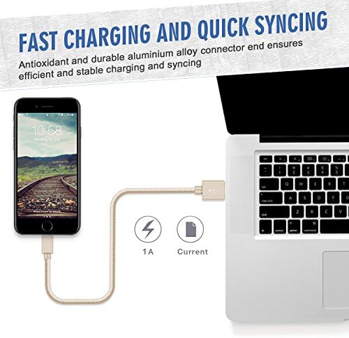 Marchpower iPhone Charger Cable, 3Pack 1m [MFi Certified] Lightning Fast Nylon Braided Lead Charging Cable for iPhone 12 Pro Max Mini 11 pro max X XS XR 10 8 8 7 Plus 6 6s 5s 5 SE iPad-Gold