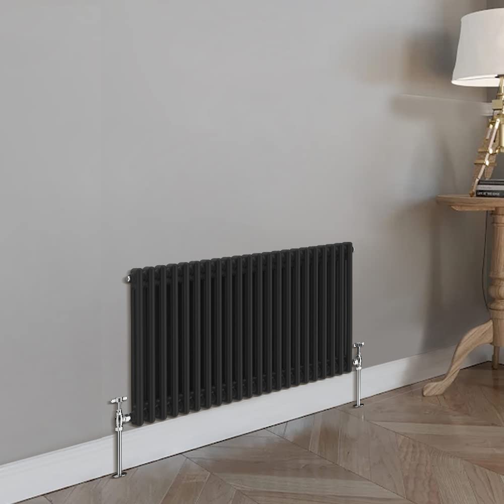 Blümme Cast Iron Double Column Black Horizontal Radiator 600 x 1010mm