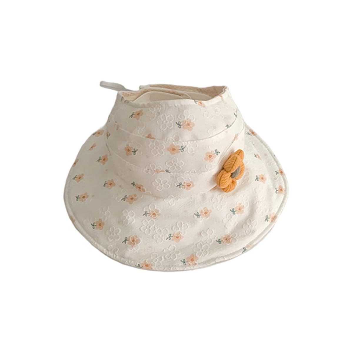 SNOWIE SOFT® Baby Sun Hat for Toddler Girls Aged 1-5 Years Old Wide Brim Sun Visor Hat Adjsutable Sun Cap Sweetly Stylish Floral Beach Hat UV Protection Outdoor Travel Hat Baby Shower Gift, Organge-image-8