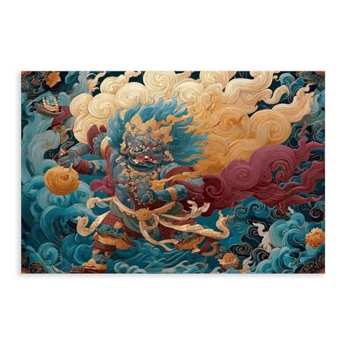 Thangka bouddhiste féroce poster sur toile décoration méditation 61x91 cm