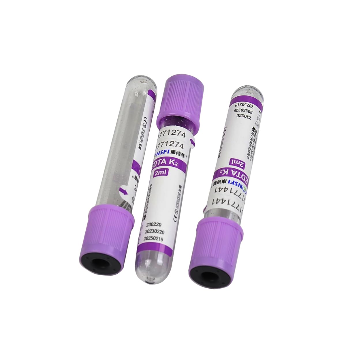 Colección de vacío de laboratorio de coagulación/tubos/tubos EDTA 2/3/5 ml suministros para mascotas (tubos EDTA K2 de 2 ml)