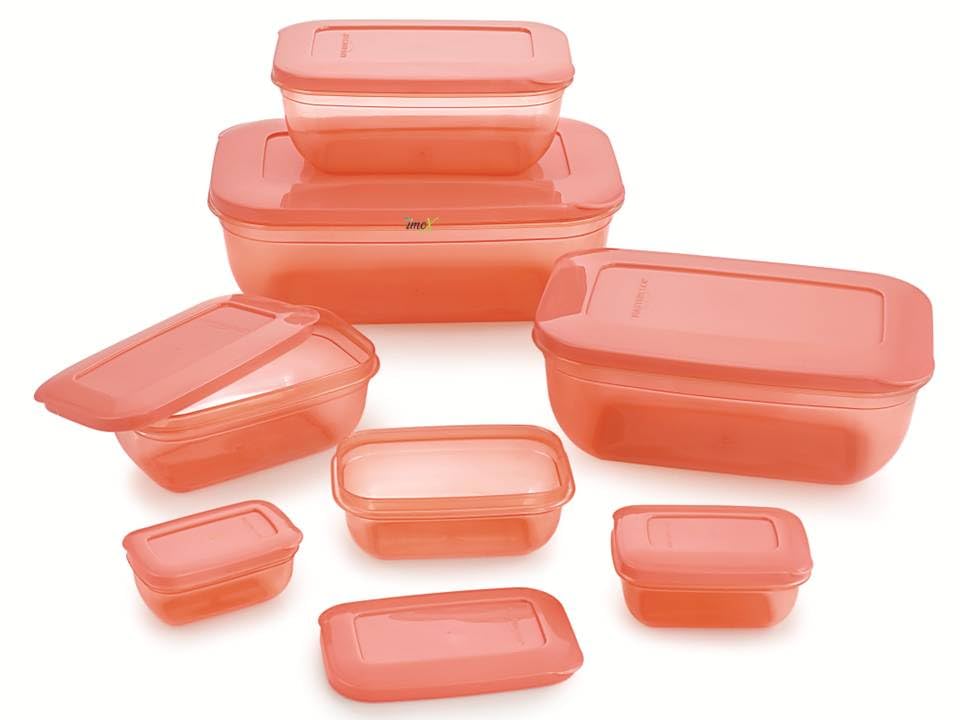 Image of IMOX 7 pcs Bpa free Plastic Fridge Storage Containers, Freezer Containers for Fruits Vegetables Meat Fish Storage Containers (Peach, 100 ml, 150 ml, 290 ml, 580 ml, 1000 ml, 1700 ml, 2700 ml) (1)