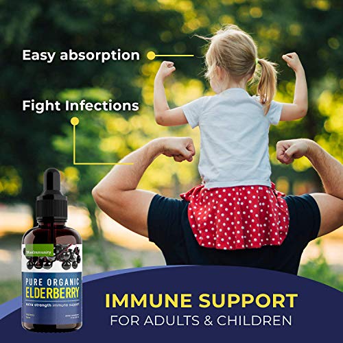 Maximmunity Organic Elderberry Syrup, 60 Day Supply, Black Elderberry Liquid Drops For Immune Support, Sambucus Elderberry Syrup - Liquid Extract Drops For Kids & Adults - Extra Strength (2 Pack) #TOP3
