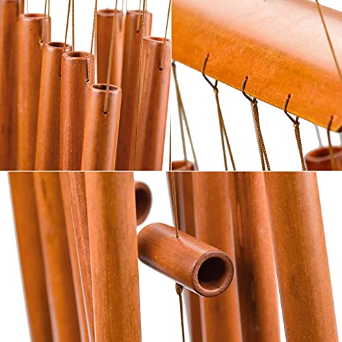Image of Wind Chimes, Handmade Bamboo Wind Chimes, Classic Style, Wood Wind Chime, Large Deep Tone Wind Bells, with Natural Relaxing Soothing Sound, Indoor Outdoor Wooden, for Garden and Home Decoration