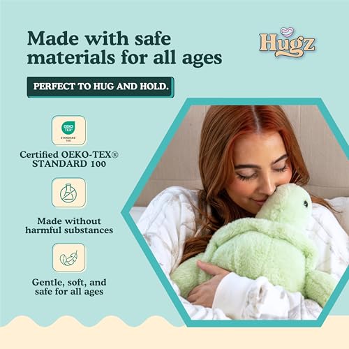 Image of Hugz Official Shelly The Turtle - Premium Weighted Stuffed Animal Plushie 3.8 lb for Adults & Kids - Microwavable - Heatable & Coolable - Super Soft Fur - Gift Ready Tube Packaging