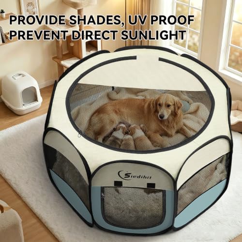 Image of Siedihit Dog Playpen Tent Crate Cage Indoor Outdoor Travel Extra Large Grey
