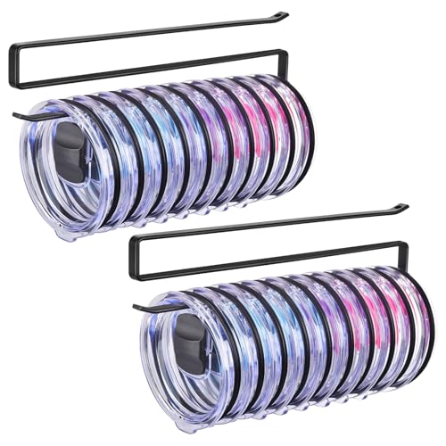 LWGFIO 2Pack Tumbler Lid Organizer, Kitchen Space-Saving Cup Holder, Organizers for Under Cabinet Storage, No Glue or Drilling Required (Black)