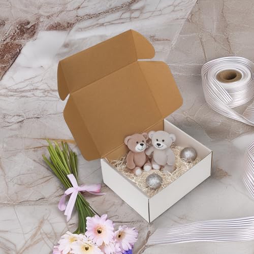 Image of HORLIMER 10x8x4 inches Shipping Boxes Set of 20, White Corrugated Cardboard Box Literature Mailer
