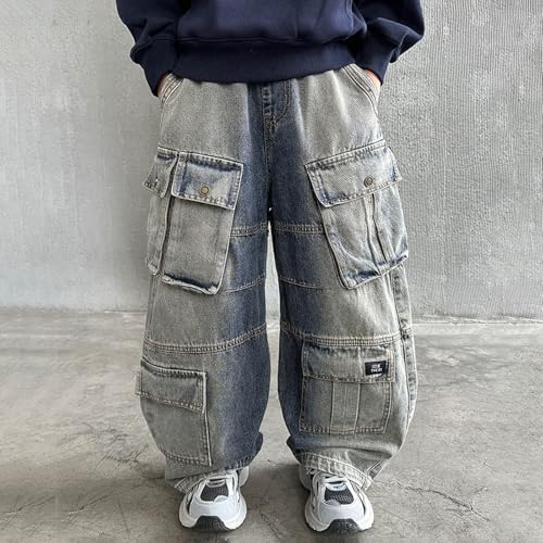 Vaqueros cargo para niños y pantalones juveniles de moda casual 3