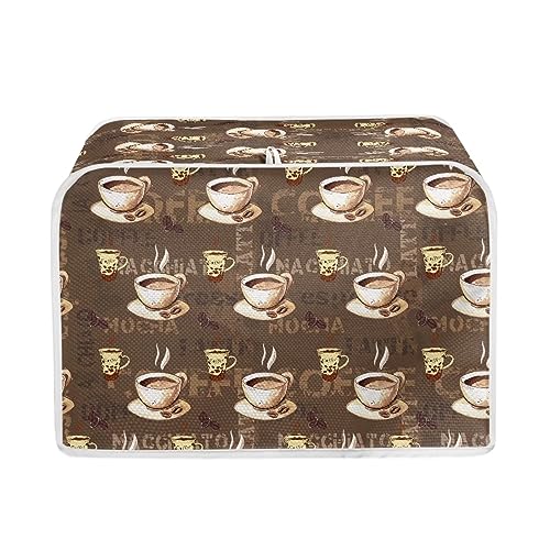 DISNIMO Coffee Design 2 Slice Toaster Dust Covers Long Slot Decorative Lotus Print Kitchen Bread Maker Covers Stain Resistant Appliance Cover