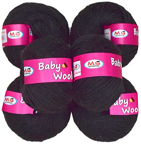 Image of M.G ENTERPRISE 100% Acrylic Wool Black 16 Pc Baby Wool 4 ply -FB Art-