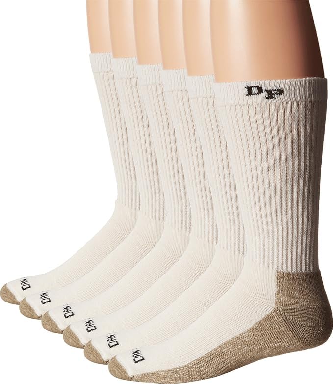 Dan Post Work & Outdoor Socks Mid Calf Mediumweight Steel Toe 6 pack Natural XL (US Men's Shoe 13-13.5 +)