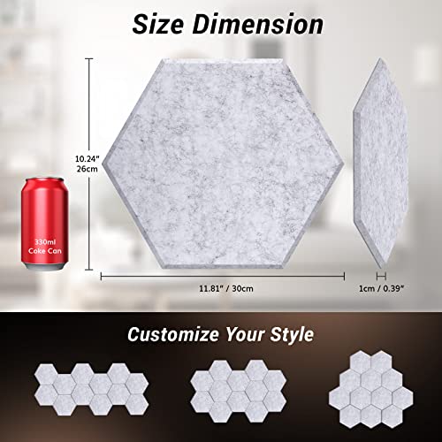 Image of 36 Pack Hexagon Acoustic Panels, TONOR 12 inchx 10 inchx 0.4 inch High Density Sound Proof Panels for Walls, Sound Deadening Insulation Treatment Foam Panel, Sound Absorbing Padding for Studio, Office, Home, Grey