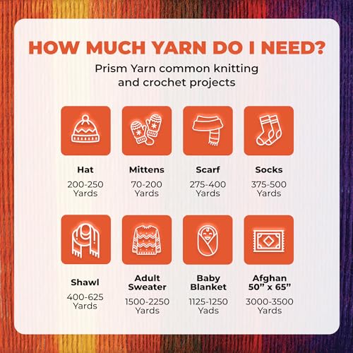 Image of Mary Maxim Prism Yarn, Acrylic Multicolor DK Yarn, 290 Yards, Sunset | Ombre Yarn, 3 Weight, Machine Wash, For Knitting and Crochet, Create Baby Items, Blankets, Afghans, Clothing Variegated Yarn