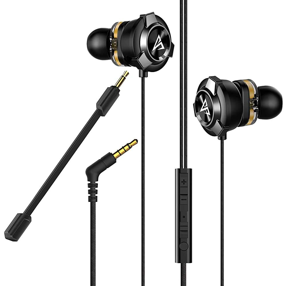 (Refurbished) AirSound A200 Pro Dual Driver Gaming Earphone with Dual Mic & 3D Stereo Sound for iPhone & Android, MacBook, Tablets, PC, Laptop