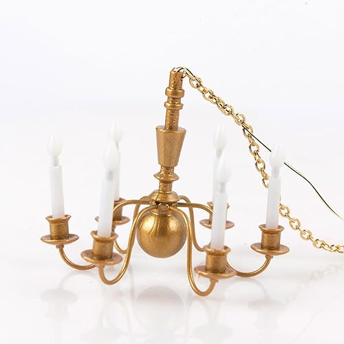 Miniatura 9 de DOITOOL 2 piezas de araña modelo miniatura casa de muñecas accesorios mini lámpara miniatura mini luces colgantes casa de muñecas lámpara de casa de