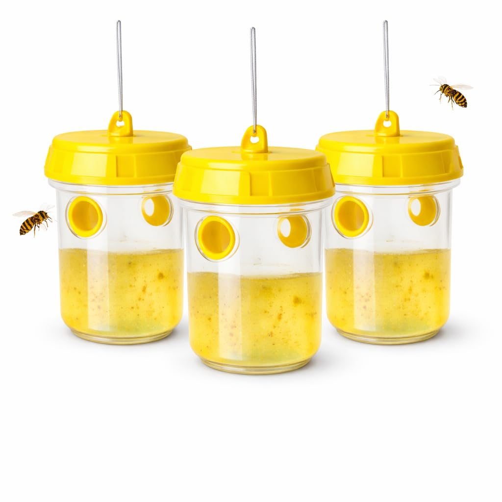 Wespenfallen Set - effektives Mittel gegen Wespen – ideal zur Wespenabwehr im Außenbereich wie Terrasse, Garten und Gastronomie (15x)