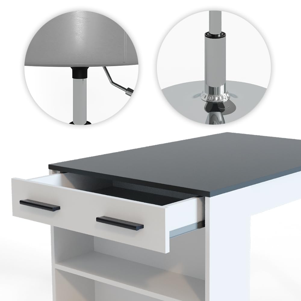 Vicco Ensemble de table de bar Repose, Wit, 67 x 100 cm avec 2 Vicco Ensemble de table de bar Repose, Wit, 67 x 100 cm avec 2