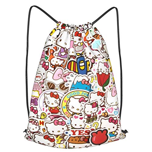Fgjfdjj Kawaii Hello Kitty Bolso con cordón Personalizado  Mochila de Hombro Informal