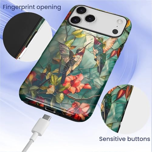 DAIZAG Case for iPhone 17 Pro Max,Mixed 2 Layer Design Shockproof Soft TPU Ddouble Protection Phone Case for iPhone 17 Pro Max-Gorgeous Hummingbird - image 5