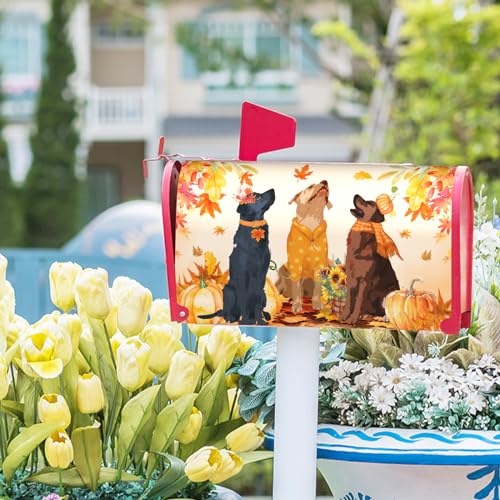 Kcozydecor Fall Dog Mailbox Covers Magnetic Standard Size 18"" X 21"",Orange Pumpkin Autumn Maple Leaf Mailbox Wraps Post Letter Box Cover for Holiday Garden Yard Decor by Kcozydecor - Image 6