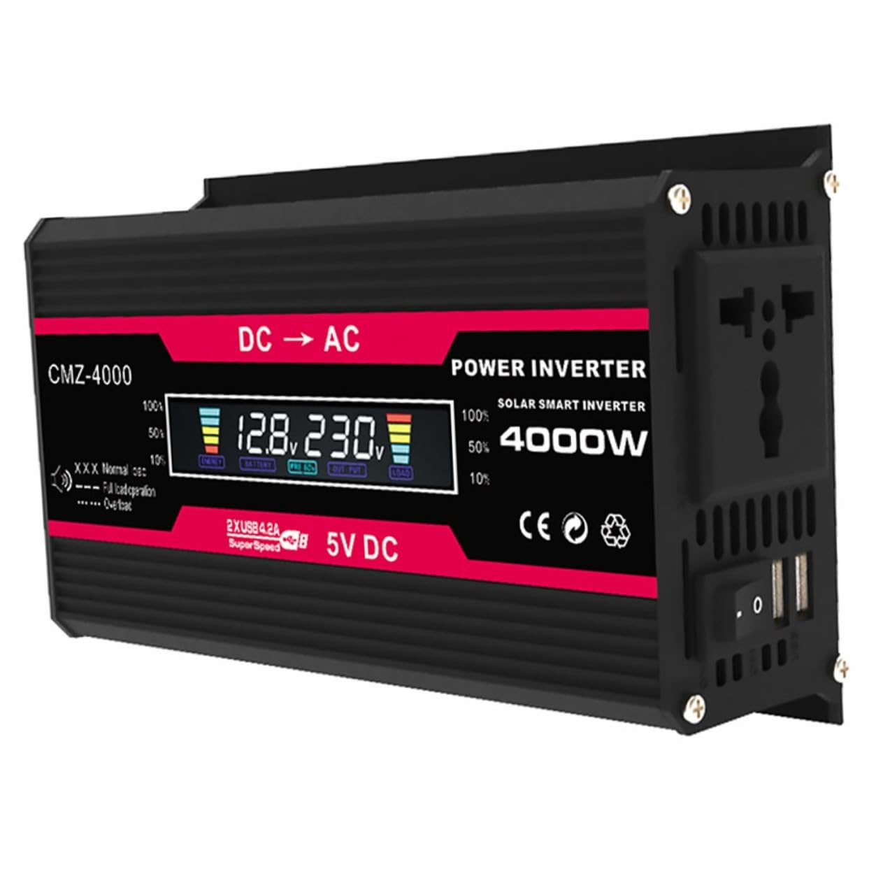 TOYANDONA Inversor de Coche Convertidor de Corriente Pantalla LCD Digital y USB para Uso Camping