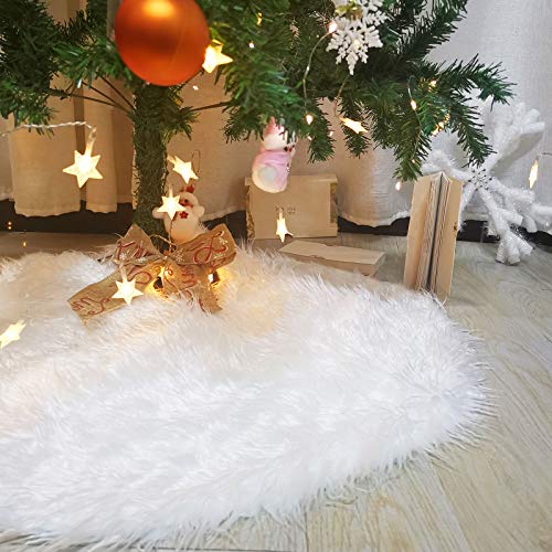 Gohist Weihnachtsbaum Decke, 90cm Weihnachtsbaum Rock Weiß, Plüsch Weihnachtsbaum Rock,Rundform Christbaumständer Teppich,Große Weihnachtsbaumdecke für Weihnachtsbaum Deko Cover