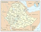 Palmetto Posters 24x31 Laminated Poster: Large detailed political and administrative map of ethiopia with roads railroads cities and airports