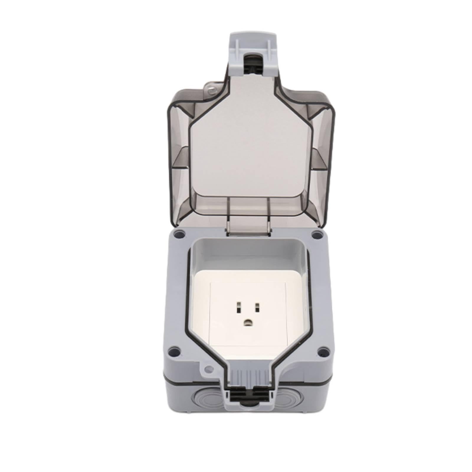 Waterproof Enclosure Surface-Mounted Socket Cover with Flip-up Lid Clear Outlet Guard for Patio, Balcony, Garage-image-41