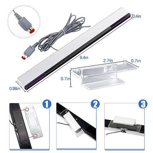 Image of 2 in 1 Wii Sensor Bar + Wii Composite Audio Video Cable, Wii AV Cables and Wired Motion Sensor Bar, Wii Replacement Cables Set Compatible with Wii Console
