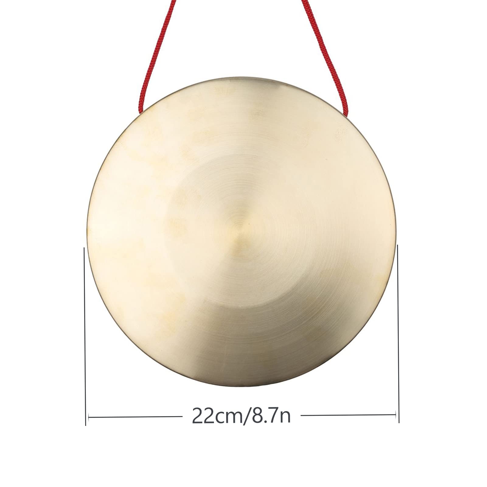 Benkeg 22cm Mano Gong Cymbals Latón Cobre Chapel Opera Instrumentos de Percusión con Round Play Hammer,Instrumento de percusión