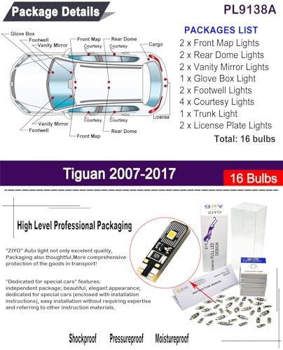 Kit de luces LED interiores para Volkswagen Tiguan 2007-2017 miniatura 2