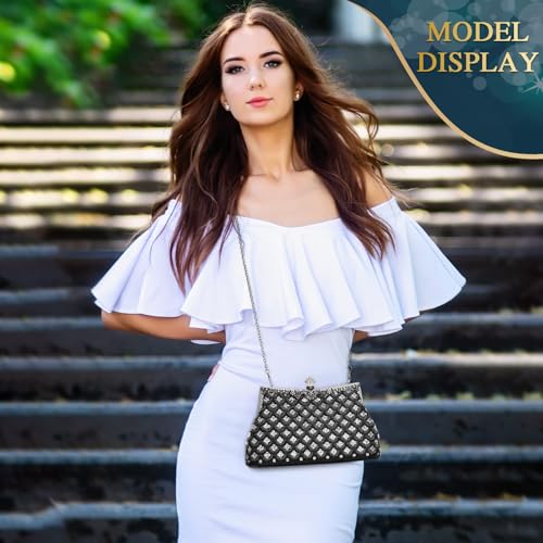 Image of UBORSE Women Vintage Floral Beaded Rhinestone Embroidery Clutch Evening Handbag Wedding Party Purse Vintage Bags