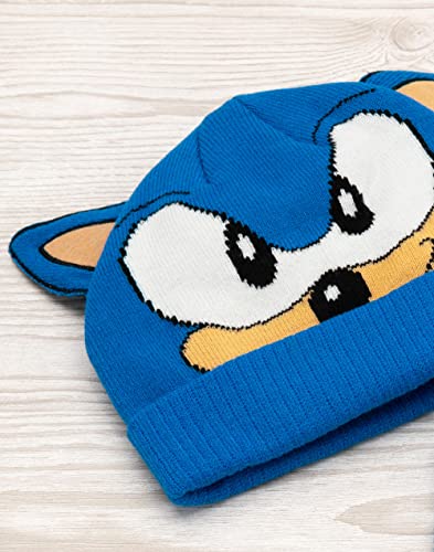 Sonic The Hedgehog Hat And Gloves Kids Blue 3D Ears Knitted Beanie2