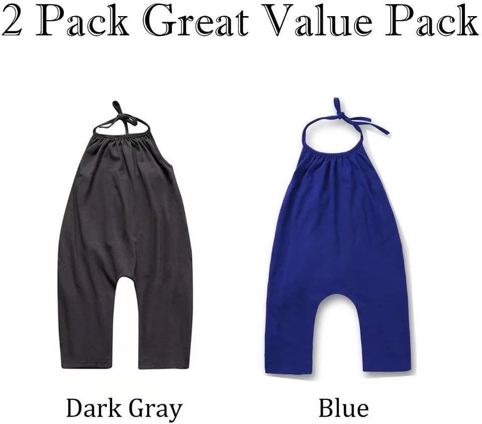 ベビーガールズサマーロンパースキュート2パックバックレスハーレムストラップジャンプスーツ 1~4歳