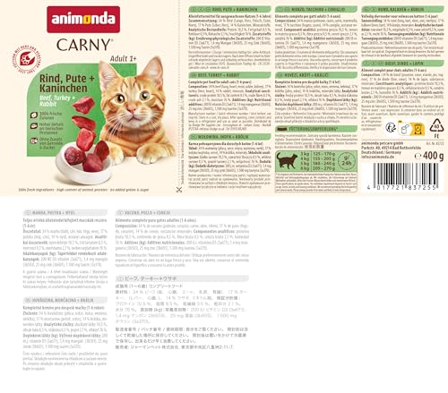 animonda Carny Katzen Nassfutter, Sorten Mix 'Kräftige Variation' (12 x 400g), getreidefreies Katzennassfutter ohne Zucker für ausgewachsene Katzen mit frischen fleischigen Zutaten