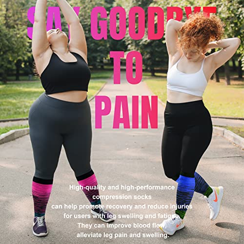 Image of bropite 3 /4 Pairs Plus Size Compression Socks for Women & Men 20-30 mmhg-Extra Wide Calf Support Socks for Medical,Running