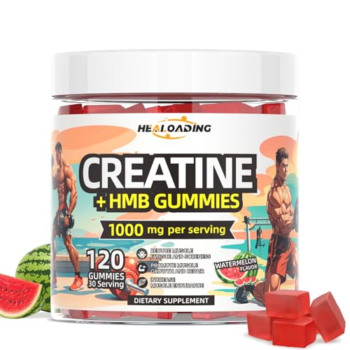 HEALOADING Creatine Monohydrate Gummies HMB Supplements for Men - Creatine and HMB Supplement for Boost Strength Performance Build Muscle Supports and Muscle Growth & Recovery