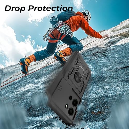 Image of A rtistque Armor Bumper Back Cover Case for OnePlus Nord 6 / CE 6 5G | Ring Holder Stand | Sliding Camera Protection | Shockproof Heavy Duty Design | OnePlus Nord 6 Back Cover - Black