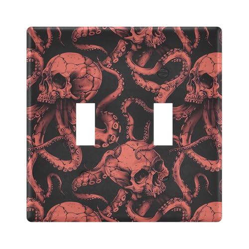 UMIRIKO Red Skull Octopus Light Switch Cover Plate Covers Decorative Double Toggle Home Decor 202b5376