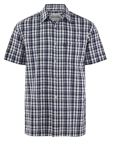 Image of Champion Mens Croyde Seersucker Casual Short Sleeve Shirt - Blue - XL