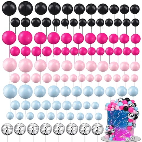 Tondiamo 108 Pcs Ball Cake Toppers, 5 Sizes for Cake Decorating, 32, A