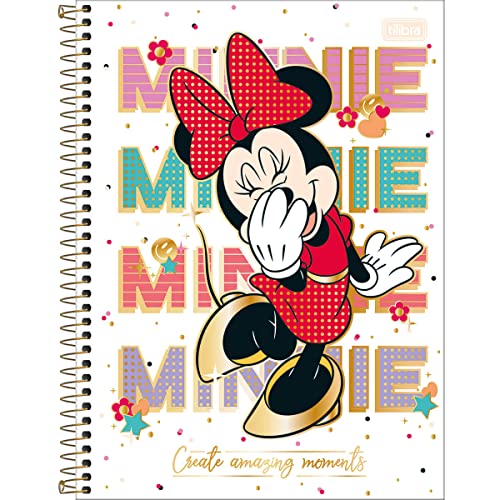 Caderno Espiral Capa Dura Universitário 10 Matérias 160 Folhas Minnie - Minnie Grande com Escrito Atrás - Tilibra 1 51AjdndAGgL