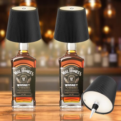 SPVIND 2 Pièces Lampe de Bouteille, 5200mAh Lampe de Table, 3 Couleurs de Lumière pour Les Bouteilles Dimmables, Blanc Chaud 3000K-6000K, IP54 Étanches Lampes Tactiles, Adaptées aux Bars, Restaurant