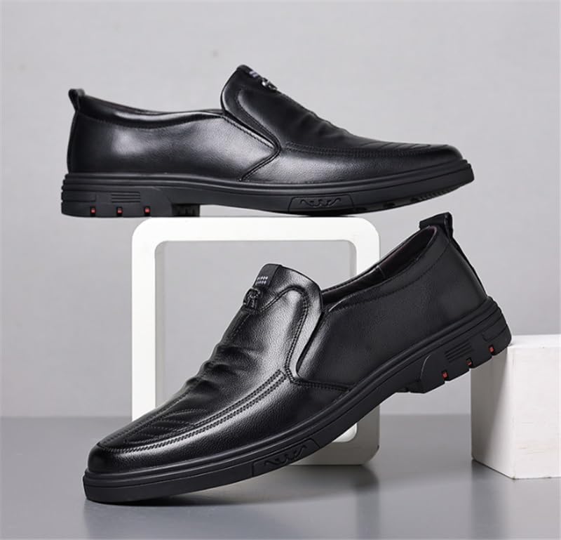 Men's Casual Shoes Round Shoes Rubber Soft Sole Slip-on Fashion Breathable Leather Shoes for Men3