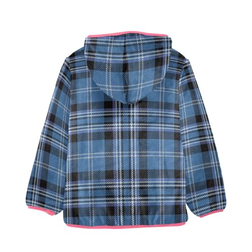 GuoChe Blue Black Tartan Plaid Toddler Boy Fleece Jacket2